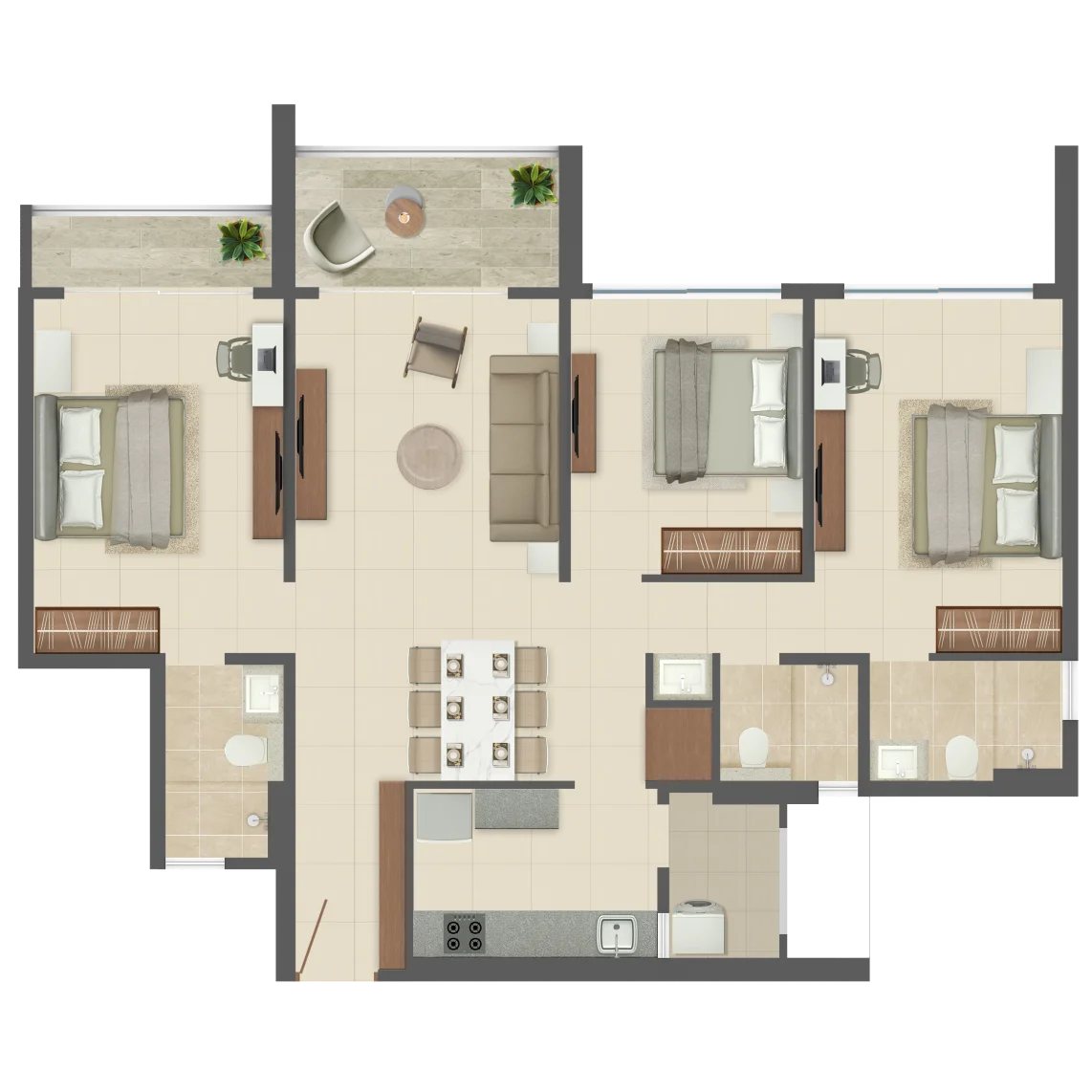 Rohan Harita Tathawade 3 BHK Floor Plan Image